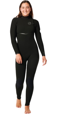 2025 Rip Curl Womens E-Bomb 4/3mm Zip Free Wetsuit 14KWFS - Black